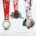 custom 3D zinc alloy soccer medals with ribbon